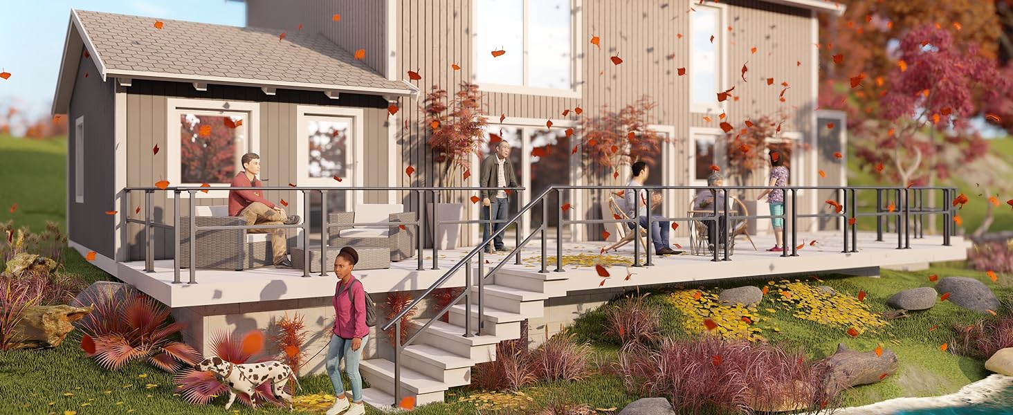 Hand Rails for Steps,Handrail & Indoor Railing Kit,Railings for Steps for Fence & Steps (1, Black-with Balusters, 2 Step) Hand Rails for Steps,Handrail & Indoor Railing Kit,Railings for Steps for Fence & Steps (1, Black-with Balusters, 2 Step)