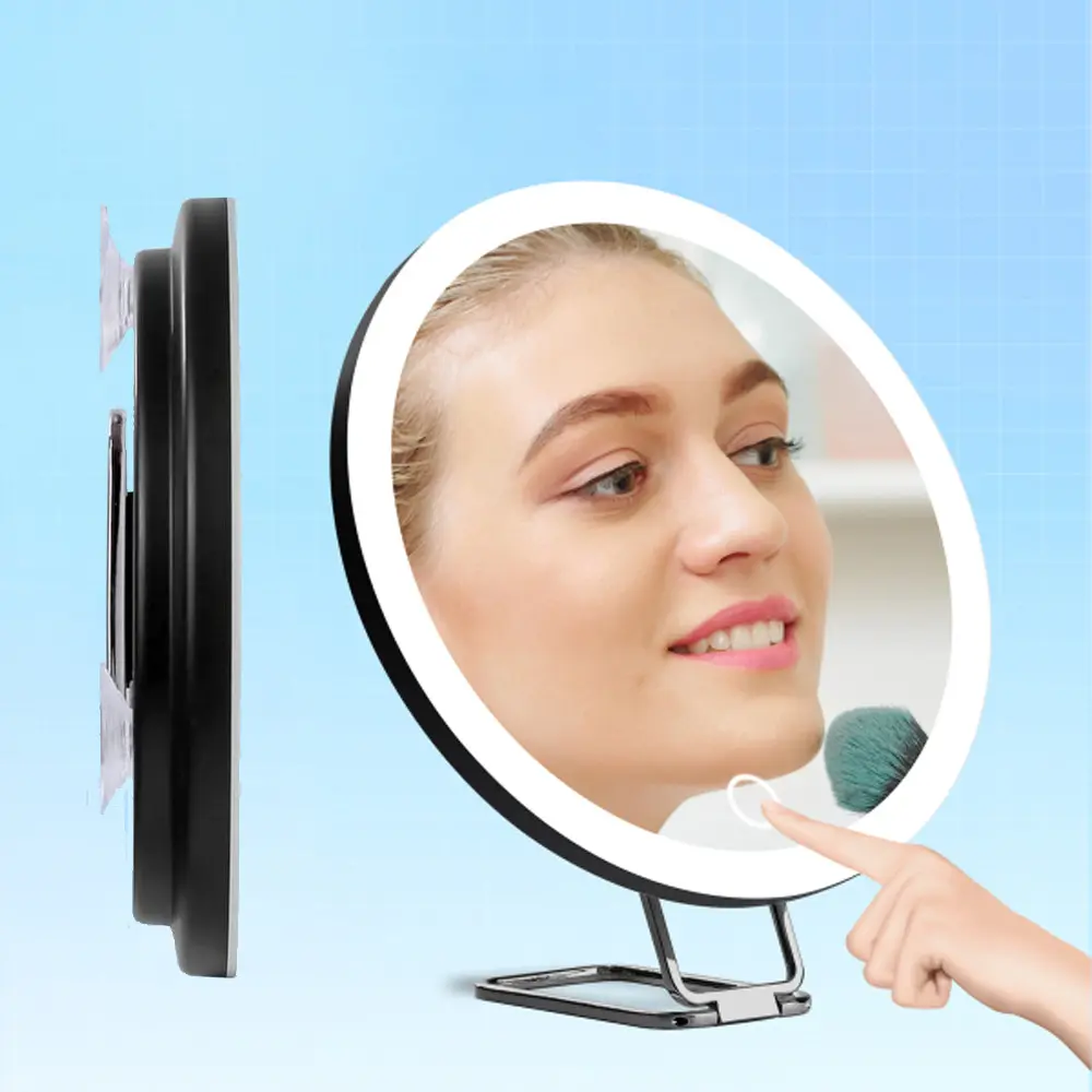 New 6-inch 30x 20x 10x rechargeable LED lighted magnifying makeup mirror with 360-degree rotating stand