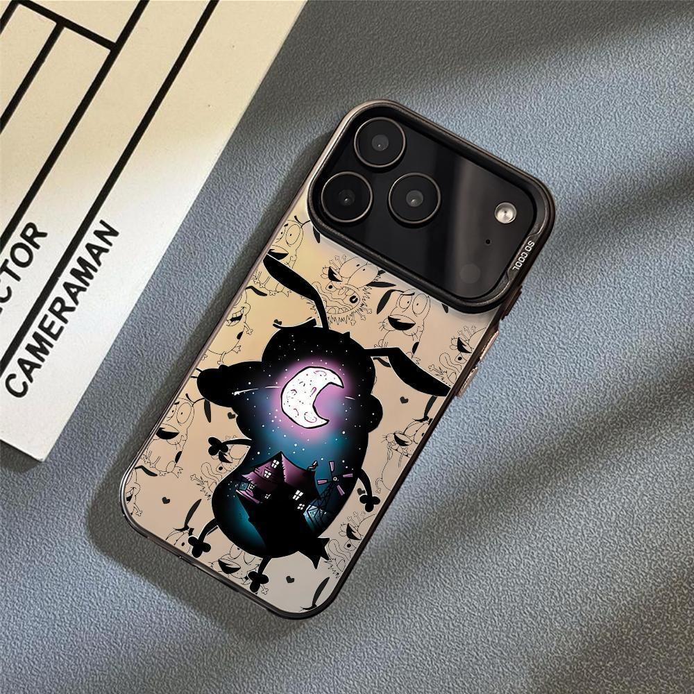 Cartoon Courage the Cowardly Dog phone case suitable for iPhone 17, 16, 15, 14, 13, 12, 11 Pro Max, X, XSMAX, 8, 7 Plus, anti-drop frosted back cover, a gift for friends, family, and yourself.