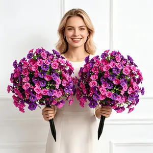 2pcs Deluxe Large Outdoor Artificial Flowers, Multi-Color Morning Glory, UV-Resistant, Indoor/outdoor Decor, Home, Hotel, Garden, Wedding, Artificial Flower Bouquets