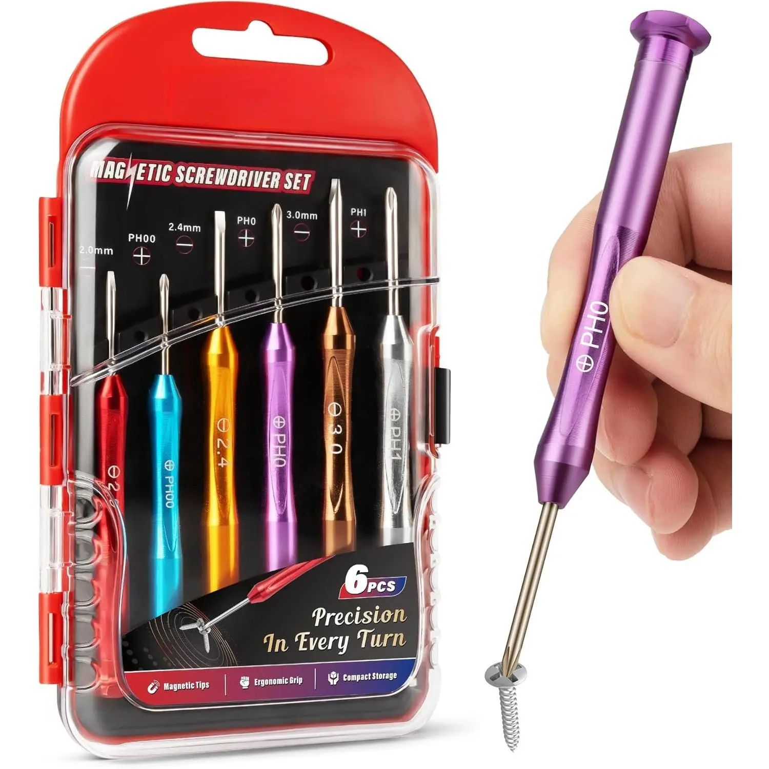 6-Count Mini Eyeglass Repair Kit with Case - 6-Tips Precision Screwdriver Set for Watches, Phones - Gifts for Men, Dad, Six Tips
