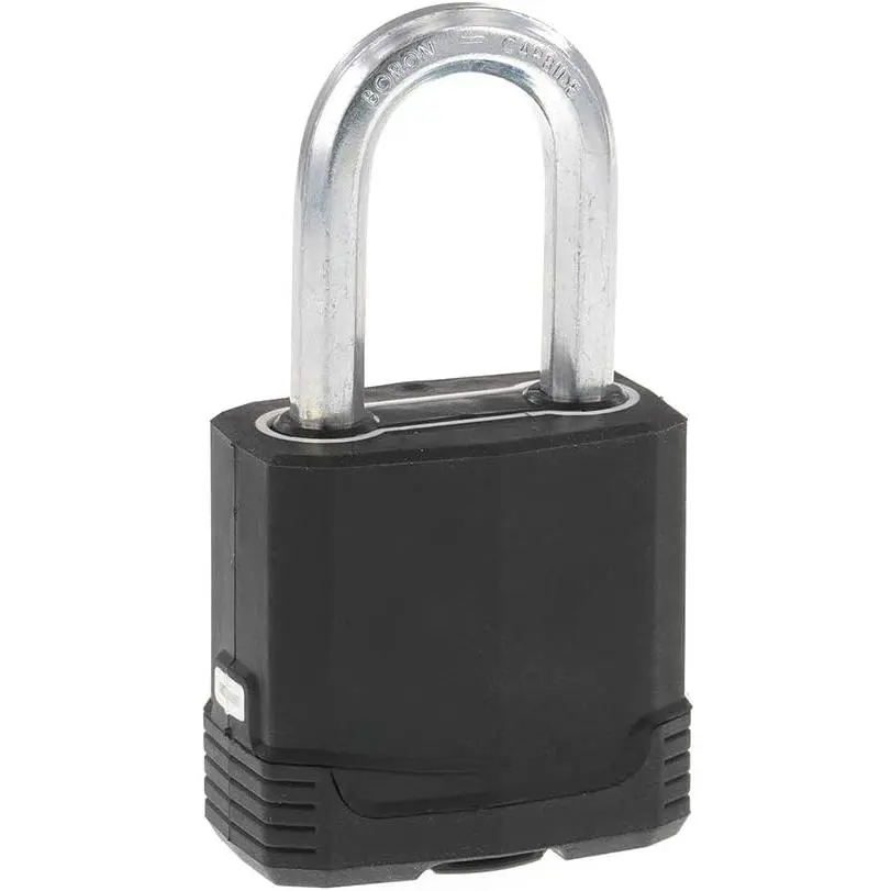 Heavy Duty Outdoor Padlock with Key, Weather Resistant Body and Cut Safe Shackle Make Lock Perfect for Fences, Gates, Sheds, M115XKADLF, Black