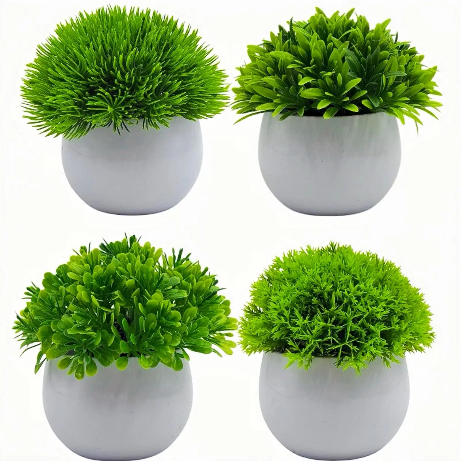 4pcs Mini Artificial Ball Planters, Wedding Gift Decor, Office Desk Decoration, Indoor Outdoor Use, Fake Flower Pots for Home, Decorative Fake Plants