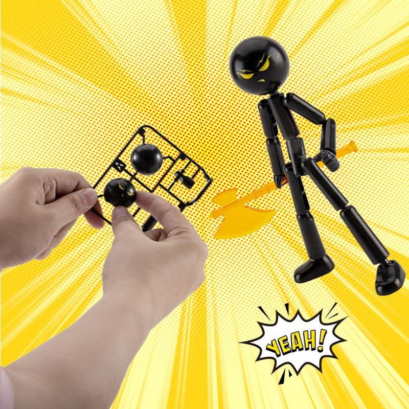 2PCS Novelty Action Figure Stickman Assembled Robot Movable 3d Printing Mannequin Multi-jointed Stickman Toy