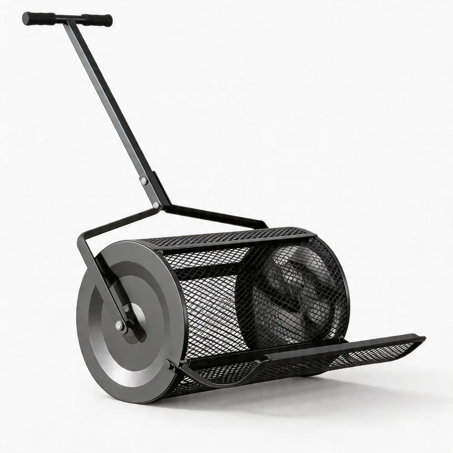 24-Inch Heavy Duty Lawn Spreader, Wide Push Broadcast Spreader for Compost, Mulch, Soil, Fertilizer, Seeds, All-Purpose Spreader for Garden, Yard, Pasture