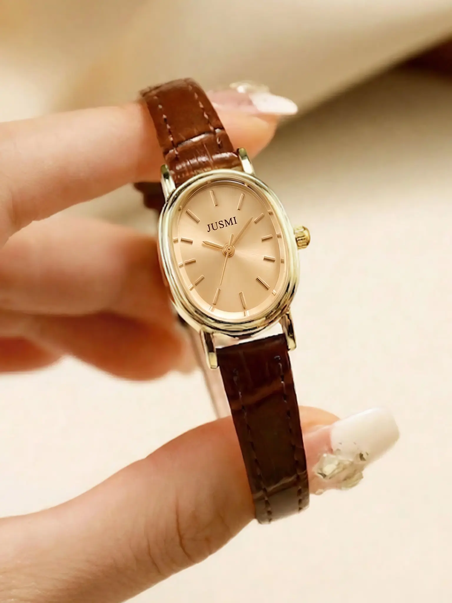 Vintage Fashion Simple Casual Women's Watch, Quartz Analog Watch, Oval Case, PU Strap, Elegant Diamond Dial, Perfect for Daily Wear, Birthday Gift, Party, Holiday, Fashion Wristwatches