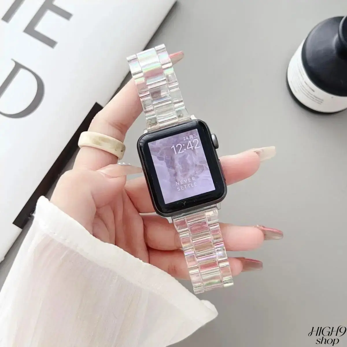 Unisex Holographic Transparent Resin Wrist Strap, Multi-size Fashion Smartwatch Replacement Accessory, Ideal Holiday And Birthday Gift Choice For Daily Stylish Outfits, Only The Wrist Strap Included