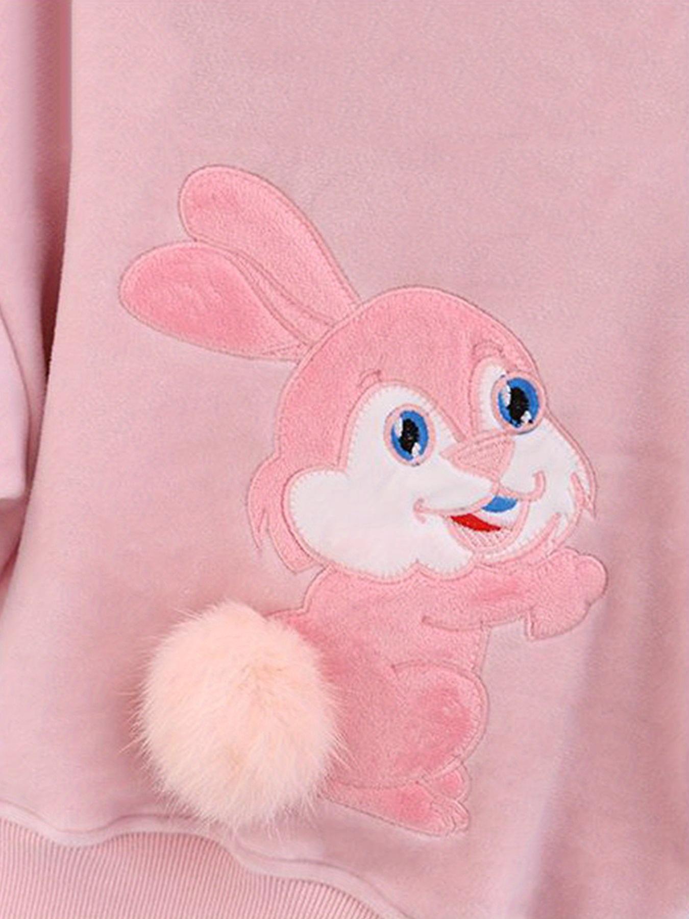 Fashion New Cartoon Embroidered Rabbit Pattern Hoodie and Pants Set Girls - Hooded Design, Perfect Choice Autumn and Winter, Perfect Outdoors