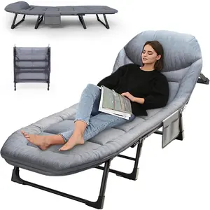 Camping Cot with Mattress,No Assembly Required Heavy Duty Folding Camping Cot for Adults,450 Lbs Capacity Adjustable Portable Bed for Indoor,Outdoor&Patio Use (L''70in)