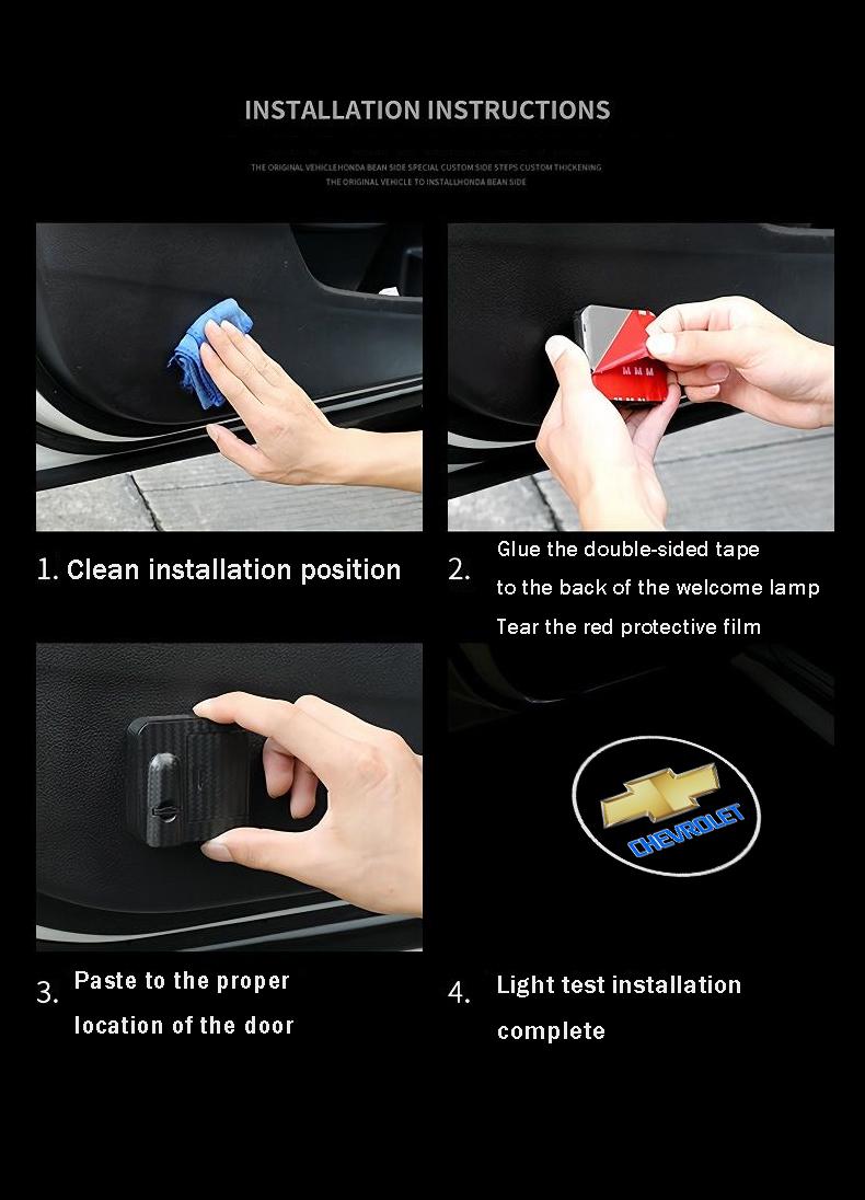 2Pcs led Car Door Welcome Lights Projector Lamps Accessories For Chevrolet Trax Camaro Aveo Cruze Sonic Silverado Captiva Equinox