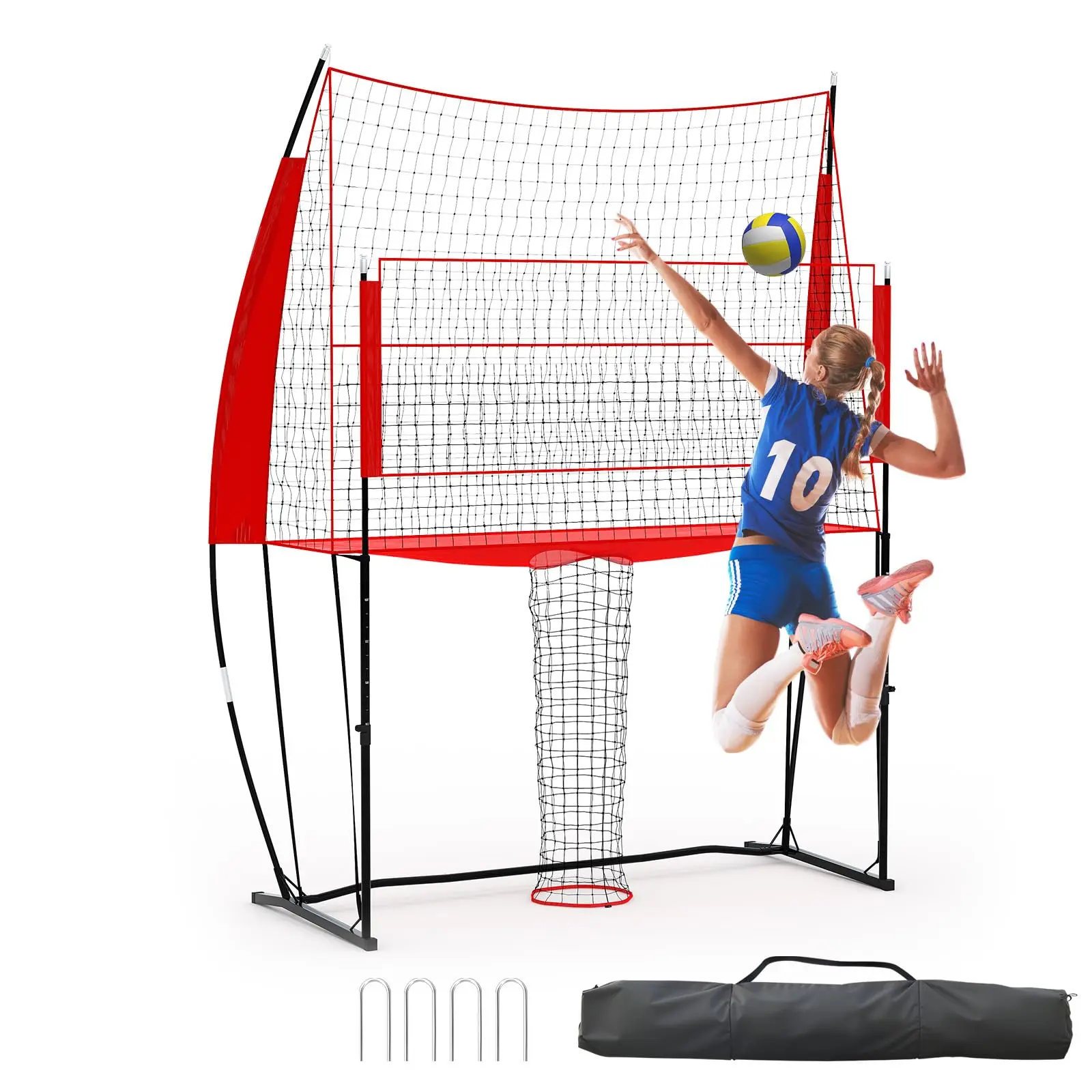 Heavy Duty Volleyball Practice Net Station – Adjustable 8x11ft Portable Training Equipment – Easy Setup for Indoor, Outdoor, Beach, Backyard – Includes Carry Bag – Net Only