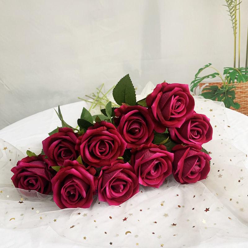 12 pcs Velvet rose artificial flower rose waterfall Valentine's Day fake flowers home wedding decoration popular photo spot rose