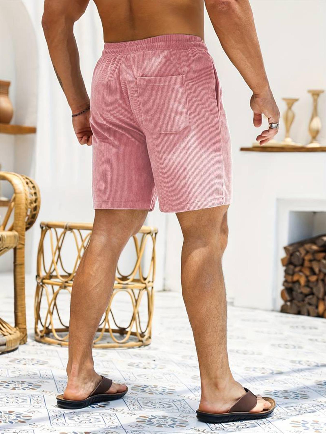 Men's Solid Plain Patched Drawstring Waist Shorts, Menswear Regular Fit Casual Pocket Elastic Waist Shorts for Summer, Men's Bottoms for Daily Wear