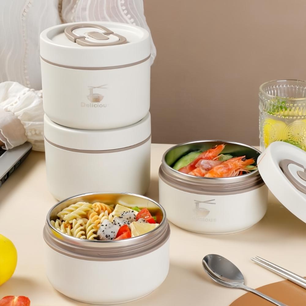 Stainless Steel Lunch Box with Lid & Cutlery, 1 Set 3/4 Boxes Large Capacity Food Storage Container with Insulated Bag, Portable Lunch Box for Camping, Picnic, School, Office