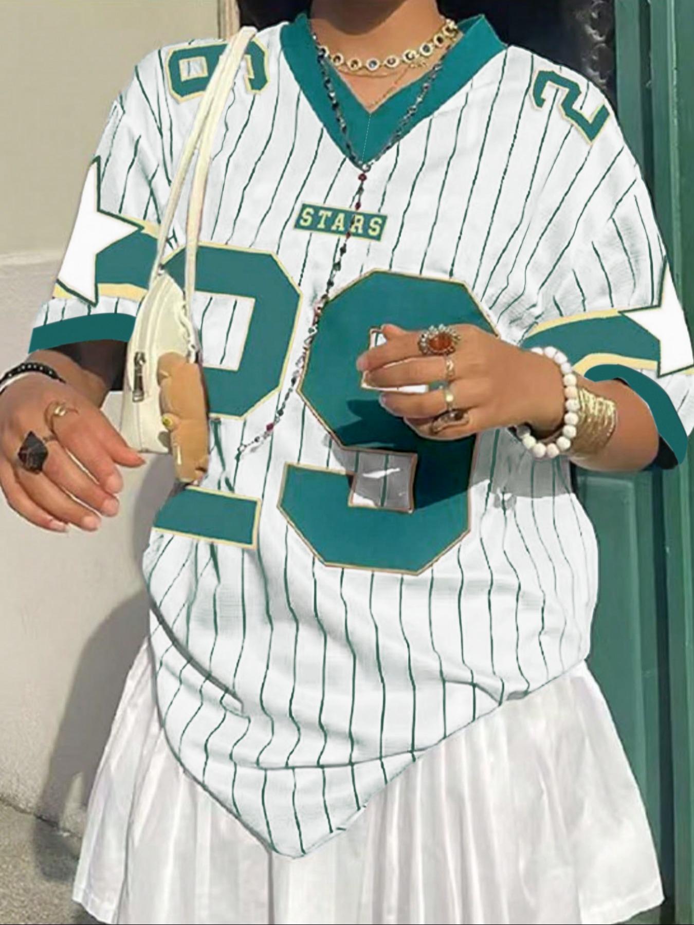 Women's Figure Print V Neck Fitted Knit Tee, Fashion and Trends Casual Short Sleeve T-shirt for Daily Wear, Ladies Womenswear Clothes for All Seasons