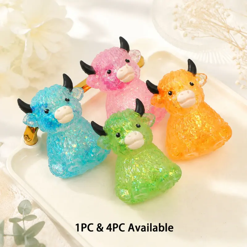 Cute Mini Highland Cow Slow Rebound Squishy Toy, Soft Sensory Squeeze Fidget Figurine to Ease Tension, Exquisite Themed Collectible Ornament, Unique Holiday Handout Workspace Decor for Cow Lovers