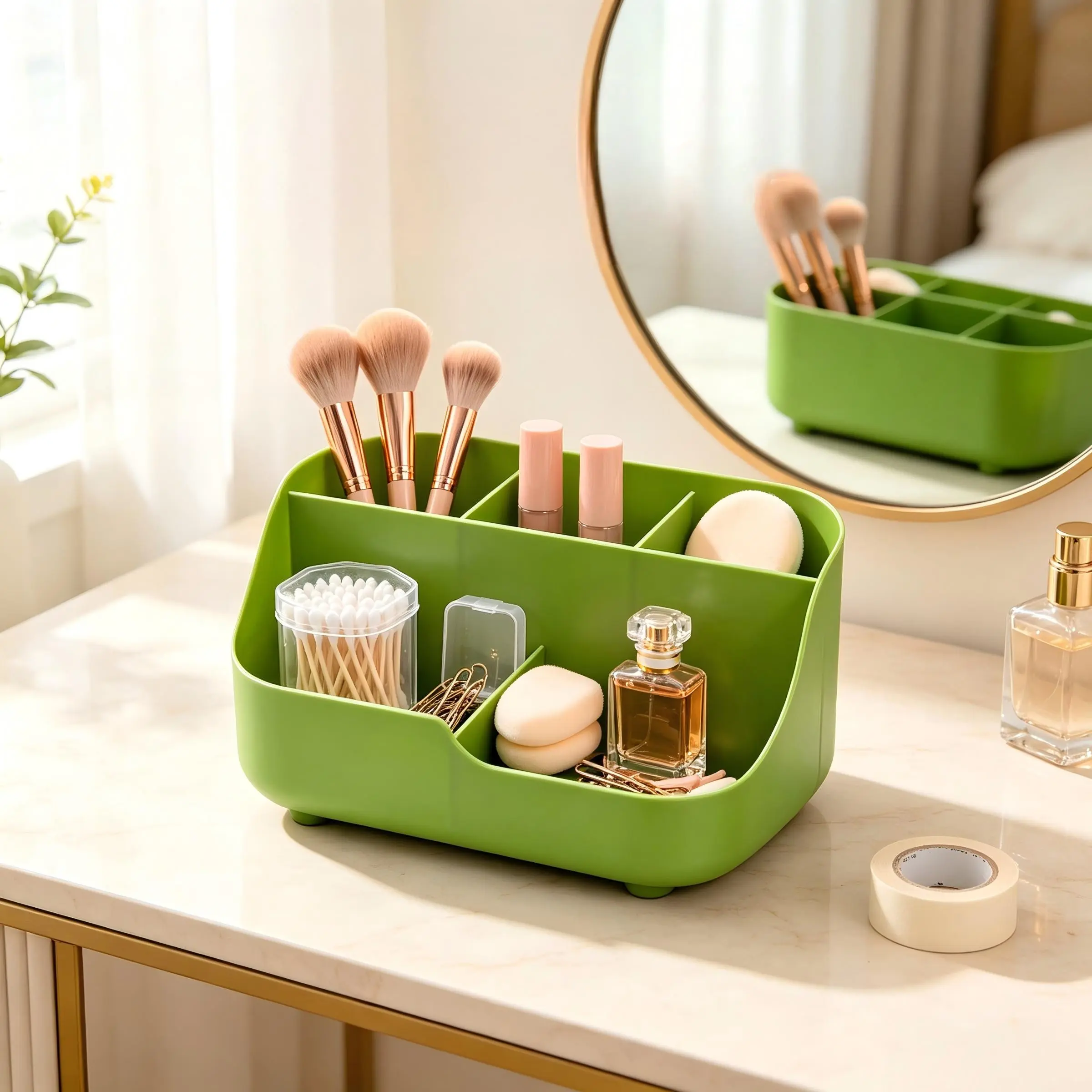 Large Capacity Multi-grid Desktop Storage Organizer, Multi-divider Design, Dustproof Portable Storage Caddy, Ideal Classifier for Cosmetics, Stationery, School Supplies, Perfect for Dorm, Office & Desk Organization