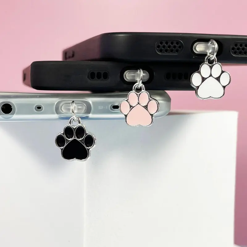 Cute Heart Cat Paw Dust Plug Charms - Charging Port Protector for iPhone & Android, Aesthetic Charm Decor Phone Accessory Pendant (Bag Accessories Category)