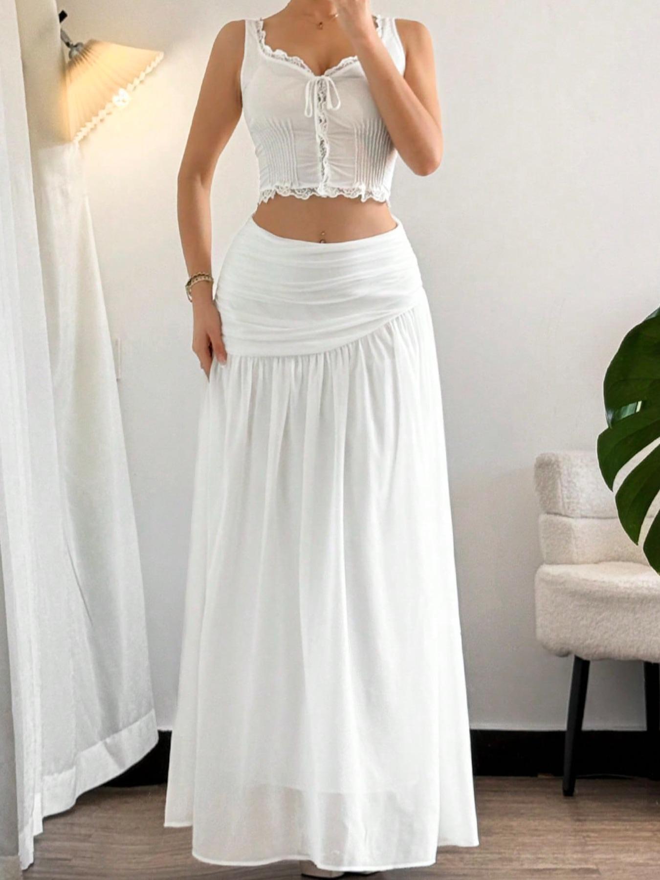 Women's Plain Skirt, Elegant A Line Skirt for Beach Holiday Vacation, Ladies Clothes for All Seasons, Solid Color Skirt