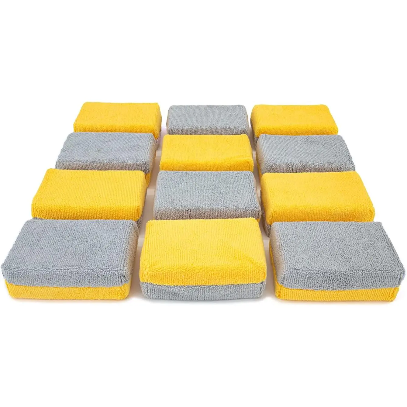 Synthetic Thick Terry Cloth Saver Applicator Ceramic Coating Sponge, 12-Pack with Plastic Barrier (Gray)