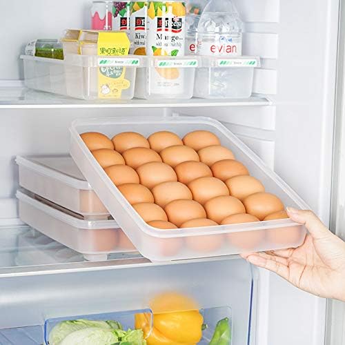 2 Pack Covered Egg Holders for Refrigerator,Clear 2X24 Deviled Egg Tray Storage Box Dispenser,Stackable Plastic Egg Cartons,Egg Holder Countertop(48 Eggs)