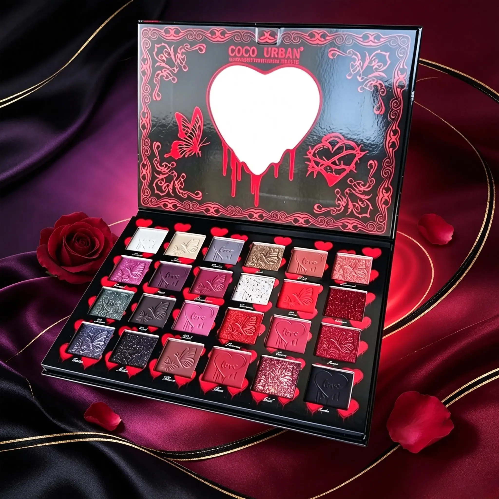 24 full-range cream eyeshadow facial palette, soft matte for contour, sheer shimmer for brightening. Layerable shades for diverse looks, cost-effective makeup set for women daily work, dating, wedding and dance performance. Shimmering Eyeshadow Palette