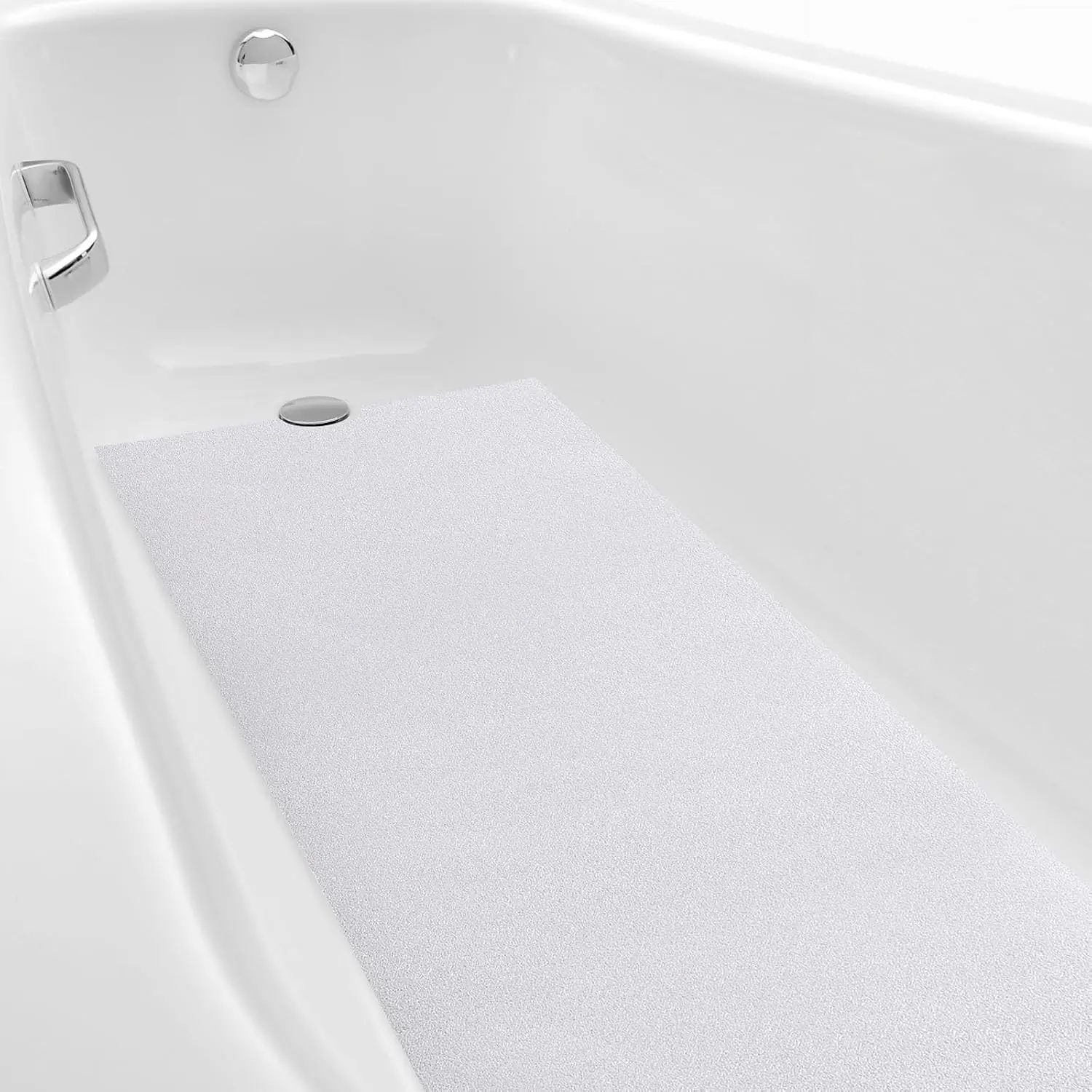 16" x 40" Non Slip Bathtub Mat with Drain Cut Out Anti Slipping Non Skid Safe Tub Mat Adhesive Peel and Stick Bath Tub Mat PEVA Tub Sticker for Shower Floor Boat Wet Areas(White)