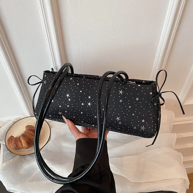 Women's Underarm Bag French Stick Style Y2K Cute Minimalist Shoulder Handbag Elegant Zipper Closure Long Strap Crossbody Bag Soft Drawstring Detail Lightweight Commuter Tote for Work School Shopping Travel