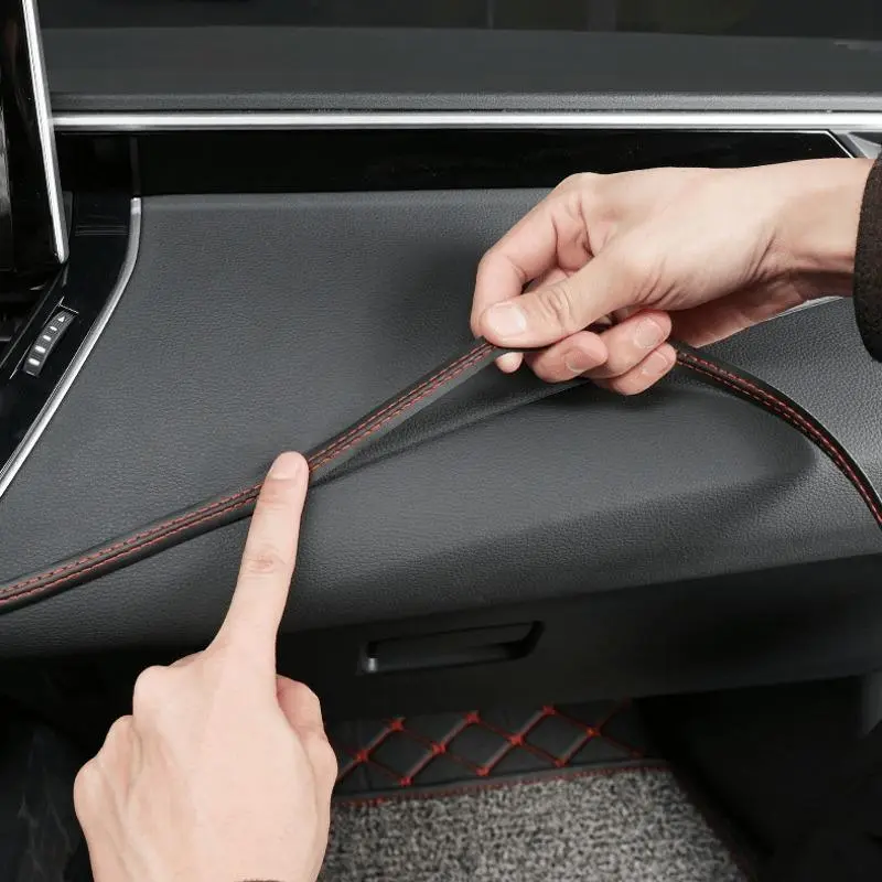 Upgrade Your Car Interior: Vibrant Red & Blue Self-Adhesive Leather Trim Strips - Flexible, Easy DIY (0.5/2M)