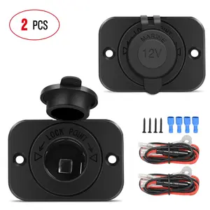 Nilight 2Pcs 12V Cigarette Lighter Socket for Car, Boat, Motorcycle, ATV, RV, DIY Projects