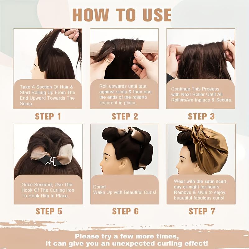 Hair Curlers Set, 4pcs - No Heat Overnight Curls, 3 Styling Rods & Scarf, Effortless Curls for All Hair Types, -Adult, Ideal Gift