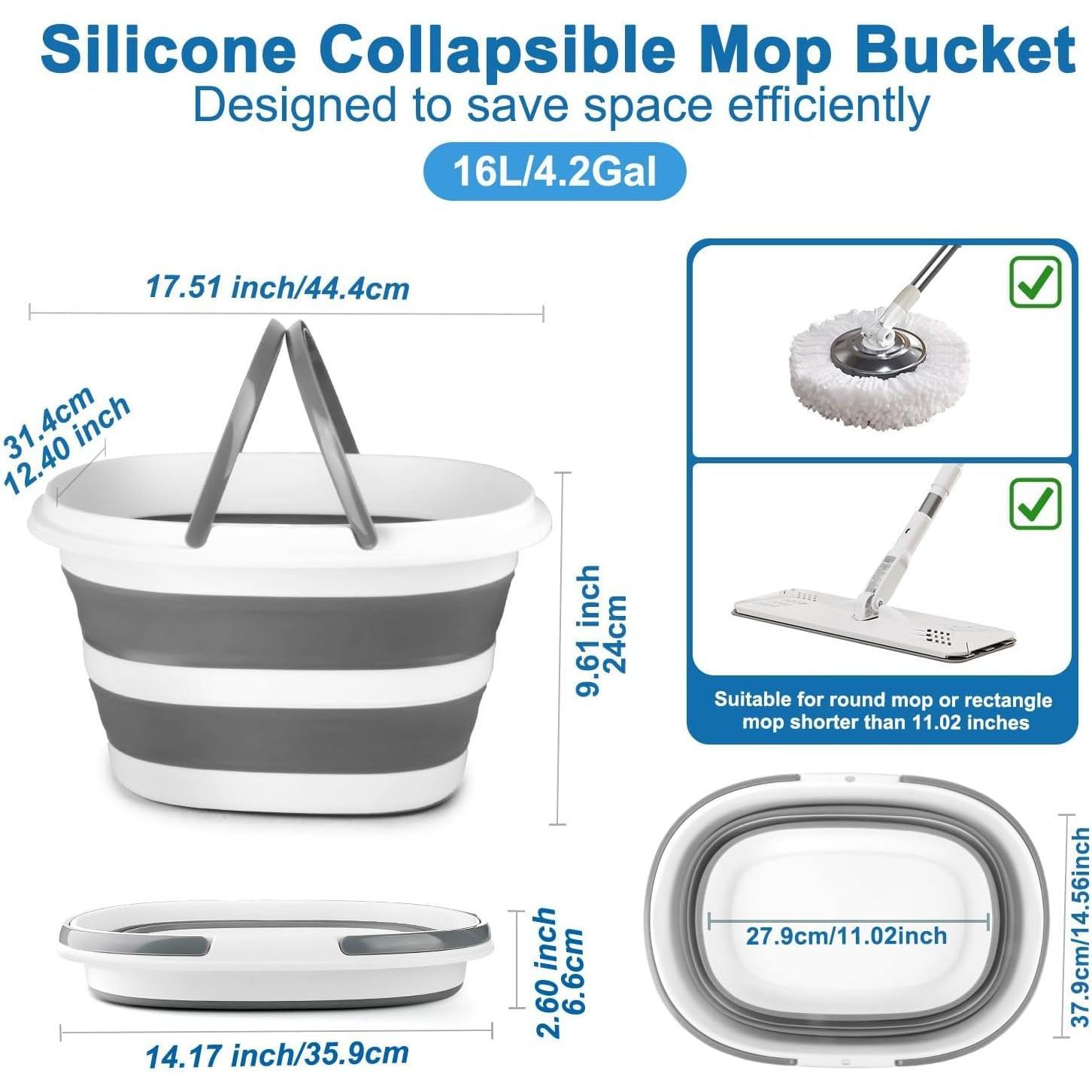BASIC SUPPLY Collapsible Mop Bucket with Handle for Cleaning, 16L(4.2 Gallon) Square Mopping Bucket for Windows Cleaning or Washing, Cleaning Supplies Organizer Plastic Bucket for Storage BASIC SUPPLY Collapsible Mop Bucket with Handle for Cleaning, 16L(4.2 Gallon) Square Mopping Bucket for Windows Cleaning or Washing, Cleaning Supplies Organizer Plastic Bucket for Storage