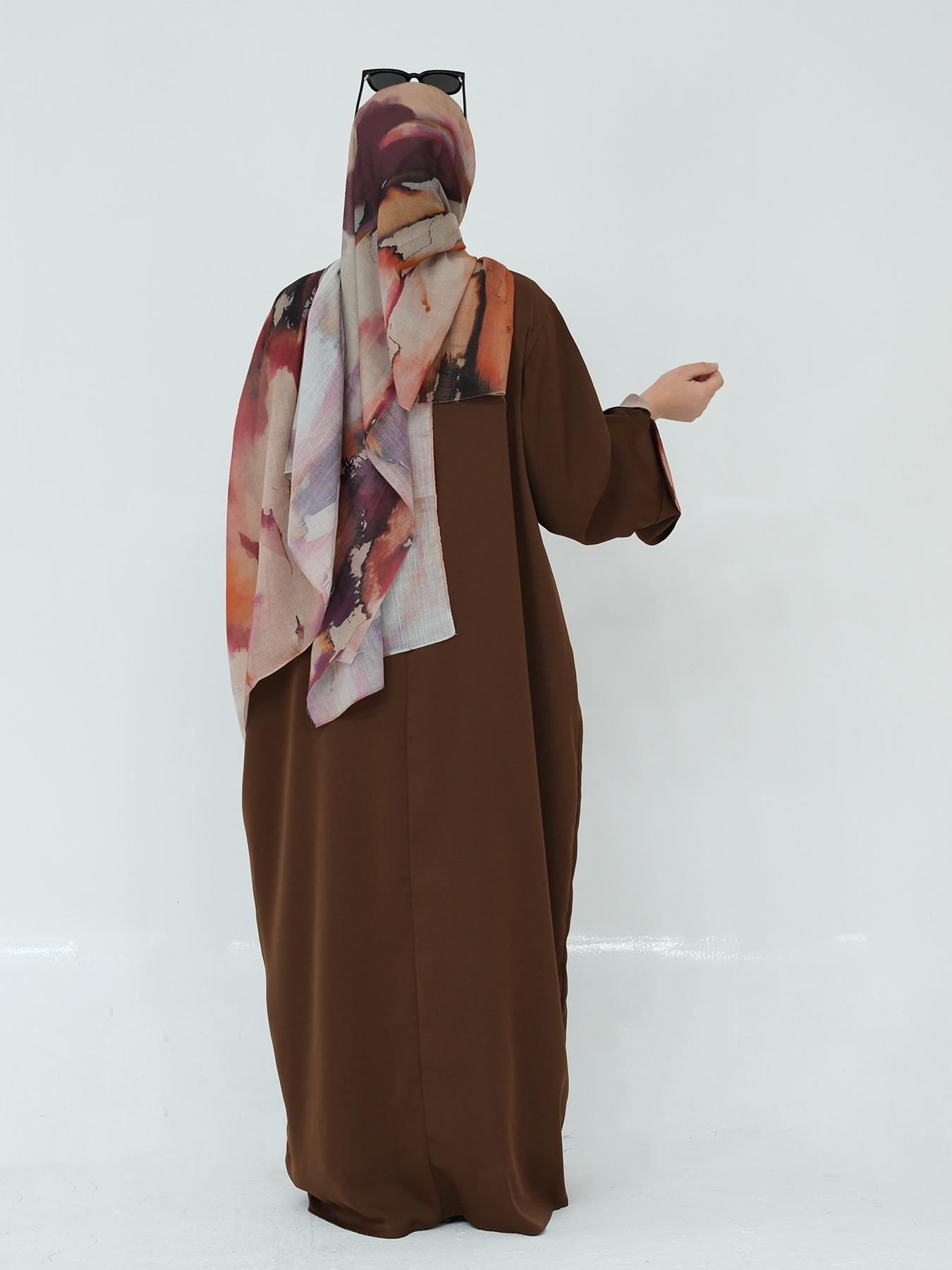 Women's Tie Dye Long Sleeve Dress with Hijab, Modest Casual Long Dress for Daily Wear, Ladies Islamic Clothing for All Seasons, Abaya Hijab Set, Modesty Muslim Clothing