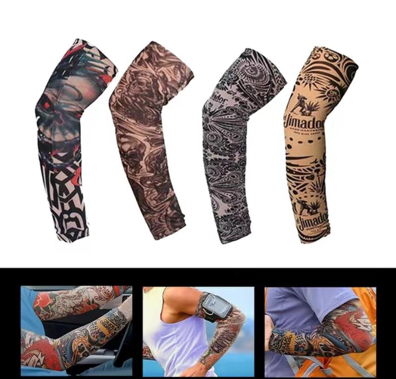10pcs  Fake Temporary Tattoo Sleeves Slip on Arm Sunscreen Body Art Arm Stockings
