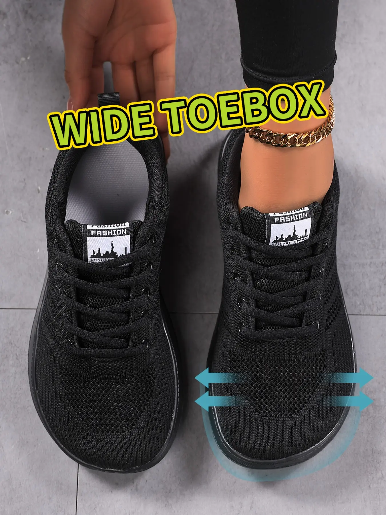 Wide Fit Women's Sporty Casual Shoes, Wide Toe Design, Breathable Upper, Lightweight Comfort, Elegant Fashion Sneakers, Daily Casual Sneakers, Versatile Shoes