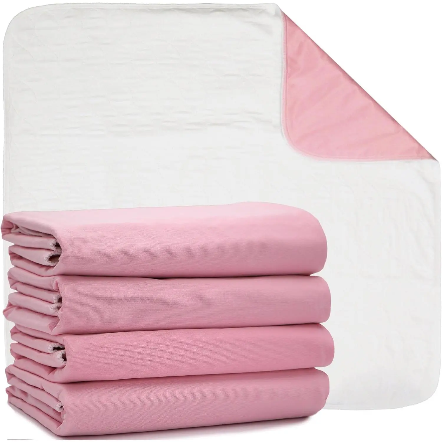 Washable Underpads for Adults, Waterproof and Reusable Bed Pads for Juvenile Incontinence, Caregiving, Nursing, Hospitals, and Home Use, 34″x 36″, 4 Count (Pack of 1)