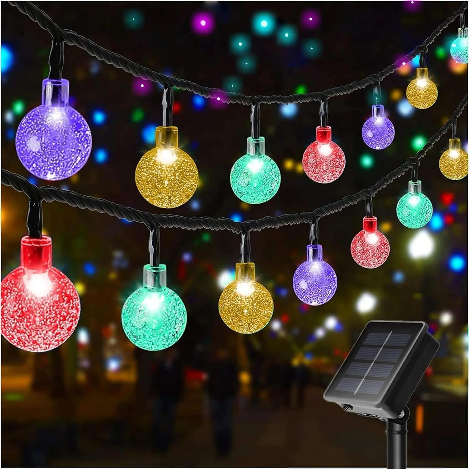 200 LED Solar Colorful String Lights, Outdoor Waterproof Lighting, Garden Courtyard Atmosphere Decor, Wedding Party Use