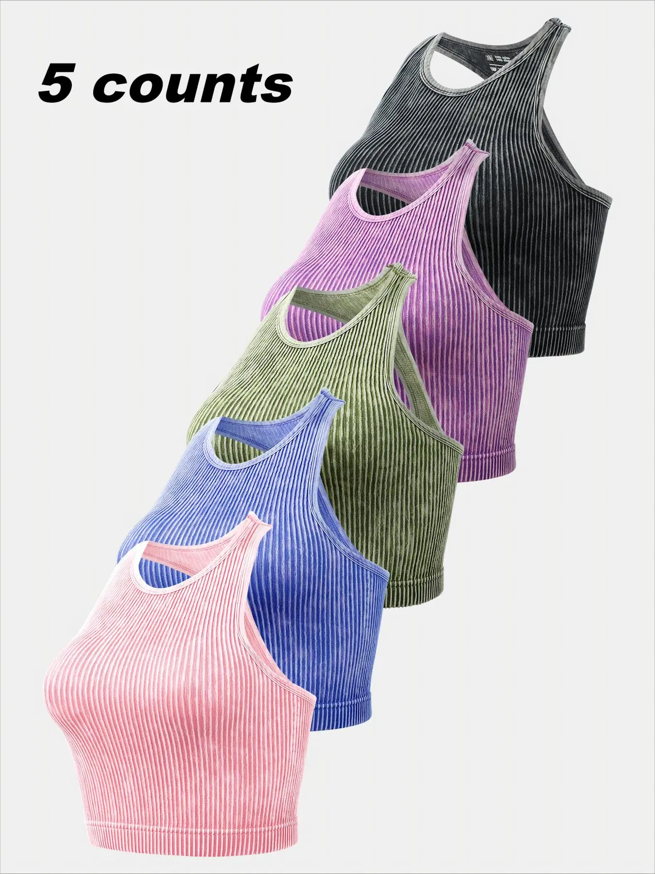 Women's Solid Racerback Sports Tank Top, Casual Sleeveless Round Neck Top for Yoga Gym Workout Running, Ladies Sportswear for Spring & Fall