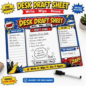 Reusable Whiteboard Draft Paper with Marker, Tear-Off Sticky Writing Board, Ideal for Notes, To-Dos, Inspiration, Daily Desk Use