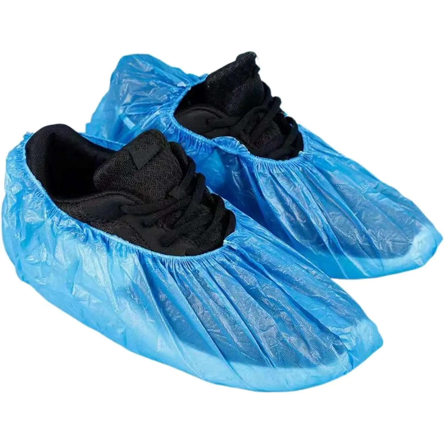 200 Pack Shoe Covers Disposable Non Slip, Premium Waterproof and Recyclable Shoe Booties Covers  Indoors, s Up To 11 US Men and 13 US Women Size, 100 Pairs Elastic Caps Plastic Shoe Covers Blue.