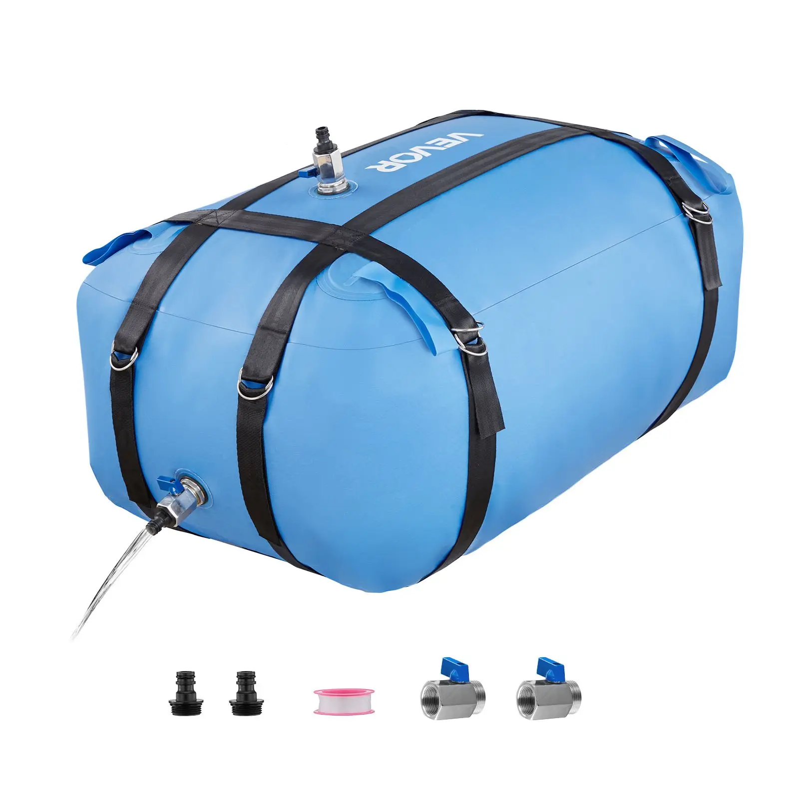 VEVOR Water Storage Bladder, 35 Gallon Large Capacity TPU Soft Water Bag, Portable Collapsible Water Storage Containers, Leakproof Wear-Resistant RV Waters Tank for Camping Irrigation Outdoor Use