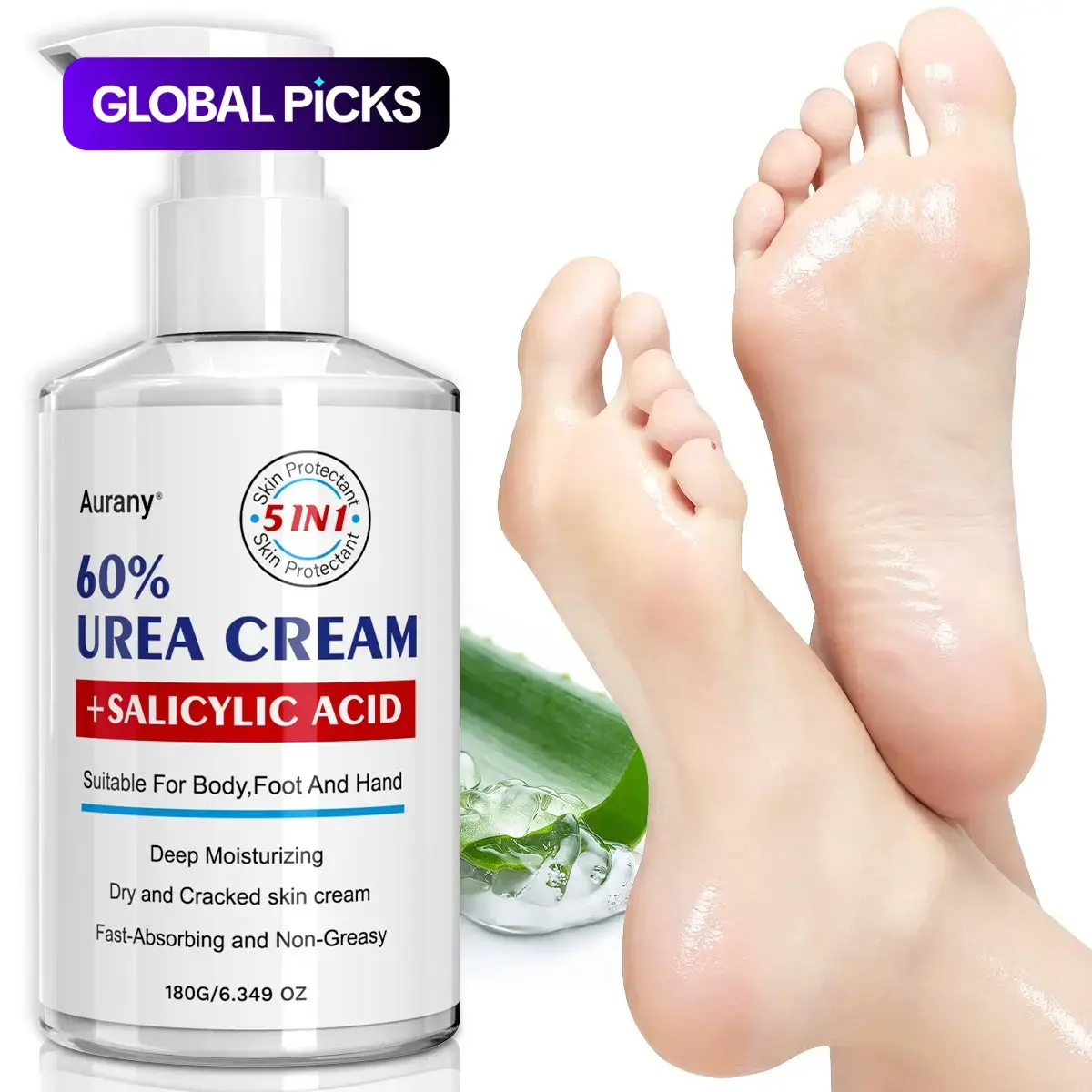 Urea Cream 60% Maximum Strength, 180g, Dead Skin Remover and Callus Repair Treatment, Intensive Foot Care Lotion for Cracked Heels, Exfoliating, Hydrating and Moisturizing Heel Cream Moisturizer, Foot Cream for Dry Feet, Moisture Cream