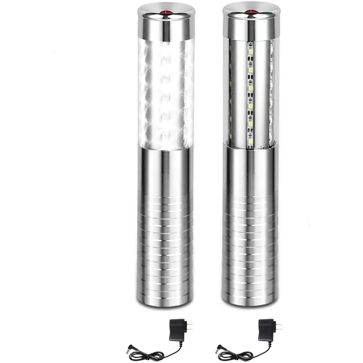 LED Strobe Baton Party Lights (2 Pieces) - Reusable Handheld Champagne Bottle Service Lights with Strobe Effect for Bar Club Vibe, Birthday Weddings, Silver Festive Decorations