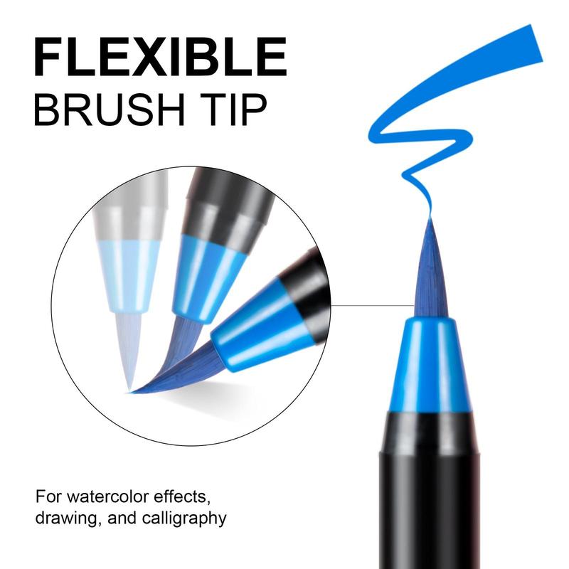 48 Colors Watercolor Brush Pen, 48pcs/set Nylon Brush Tip Water-based Ink Watercolor Brush for Students Beginner Water Color Kit