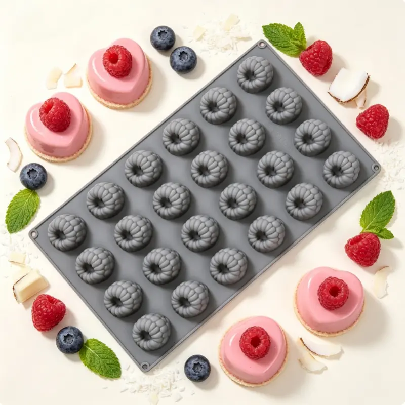 1pc 24-cavity raspberry-shaped silicone mold, realistic forest berry design, non-stick silicone, easy to demold, efficient for making party desserts, chocolates, cakes – creative and efficient baking mold