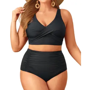 Aqua Eve Women Plus Size Two Piece Swimsuit High Waisted Bikini Set Tummy Control Bathing Suit DealsForYouDays
