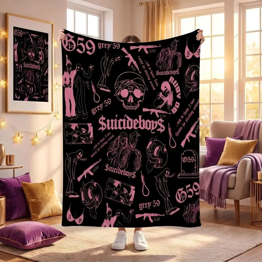 Suicideboys Blanket G59, and Soft Cozy Plush Throw, Ideal for Sofa Bed, Hip Hop Rap Music, Cool Room Decor, Gamer Cave