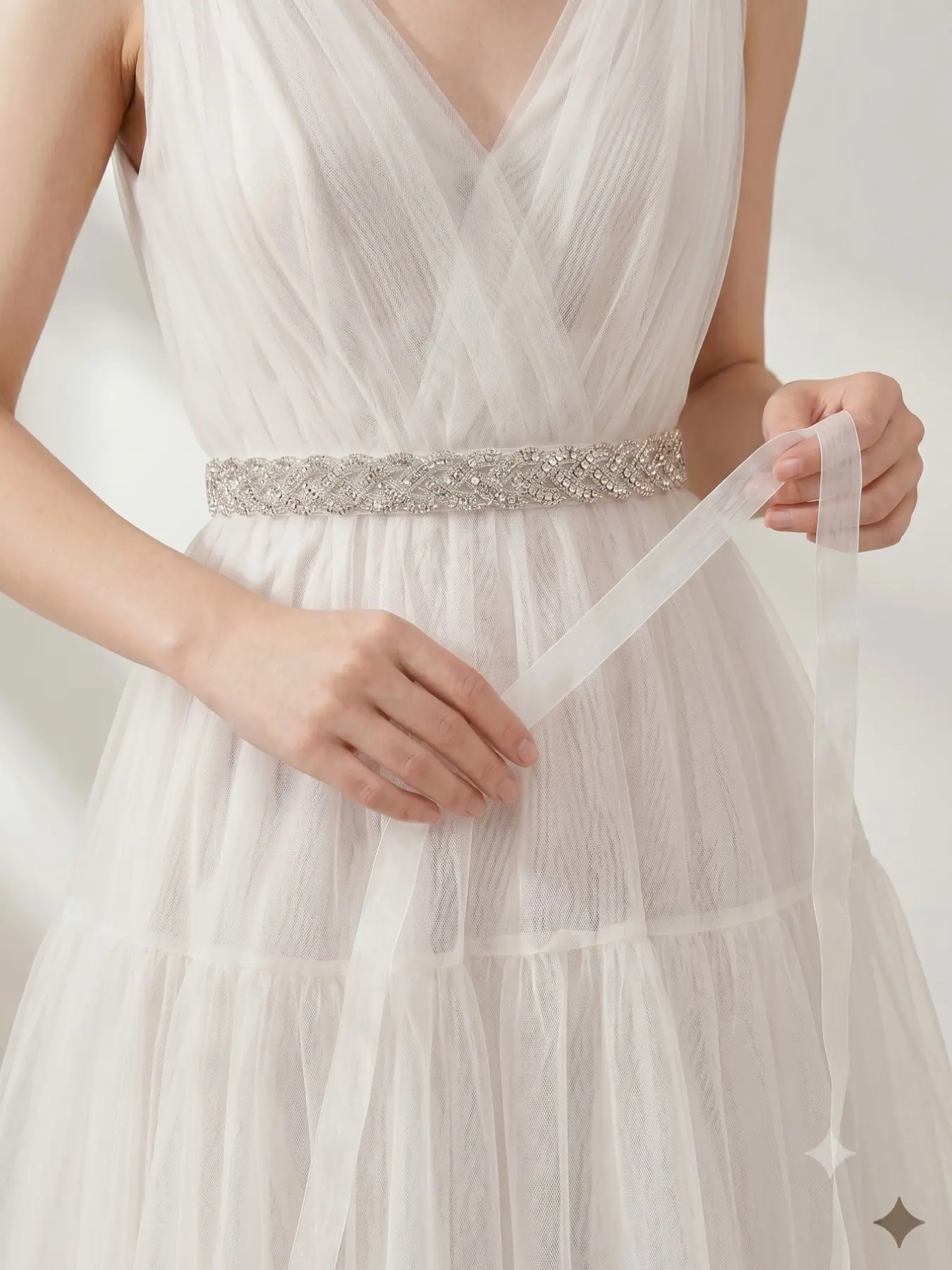Luxurious Bridal Gown Belt, Belts For Dresses, Multi-Color Satin Ribbon Tie Waist Sash, Elegant Rhinestone Decorated Wedding Dress Accessory, Waist Accessories