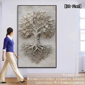 【2D flat】1 piece of tree sculpture artwork, modern life unframed decoration, decorative painting art, neutral texture, for bar, home, and dormitory wall decoration, café, living room