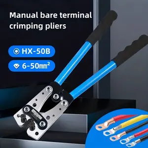 1pc HX-50B Crimping Pliers, Six Crimping Specifications, Long Handle Labor-Saving Pliers, 6-50Mm²/Awg 10-0, For Battery Cable Lug Tube Terminal Crimper Multi-Function Tool